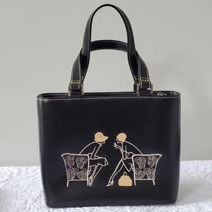 Cute Black Threaded Design SUMMER TOMPKINS Handbag, Purse NWOT